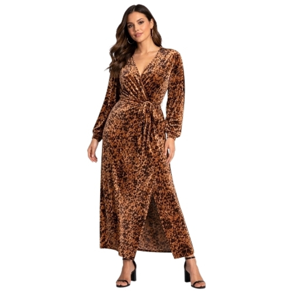 Nurture by Westbound Leopard Print Velvet Faux Wrap Dress – Size 2X – NWT